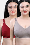 Maroon Clothing Single Layered Non Wired Full Coverage Super Support Bra (Pack of 2) - Multicolor — thumbnail 1